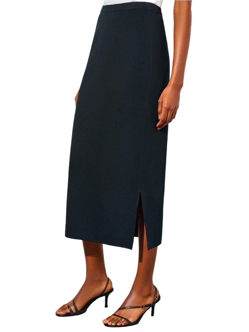 Ming Wang Black Straight Knit Midi Ballerina-Length Skirt Size M
